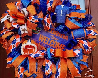 Florida Gators Football Wreath: Blue & Orange Welcome Decor