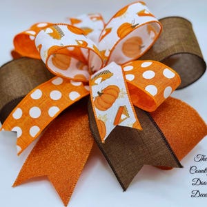 Handcrafted Pumpkin Pie Bow, Fall Thanksgiving Decor