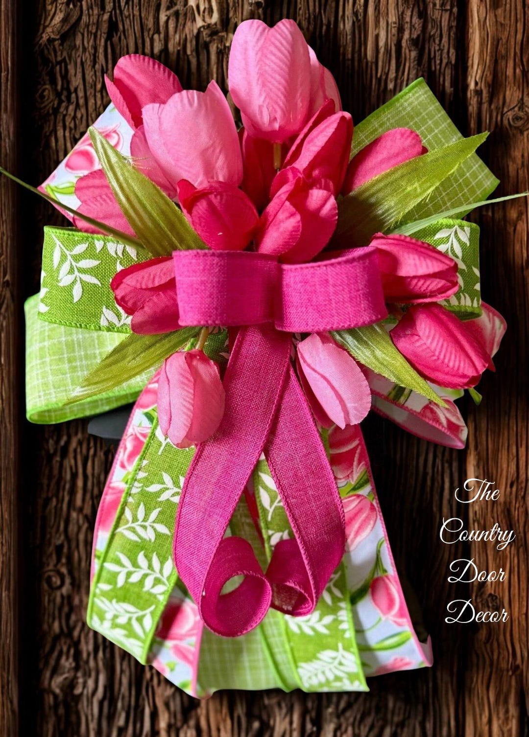 Spring Tulip Lantern Bow, Pink Floral Accent, Easter Wreath Decor - Etsy
