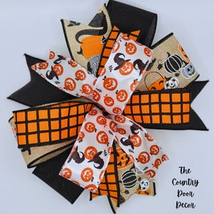 Halloween Akzentschleife, Laternen- und Kranzschleife, Halloween-Feiertagsschleife, orange und schwarze Schleife, Laternenschleife, Kürbisschleife