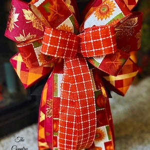 Fall Harvest bow, fall lantern bow, pumpkin bow, autumn bows, fall wreath bow, fall accent bow, fall harvest home decor, autumn leaves bow