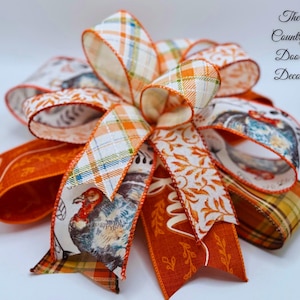 Handmade Thanksgiving Turkey Bow: Wired Ribbon Accent