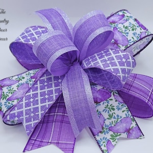 Handcrafted Purple Butterfly Accent Bow: Spring Wreath Decor