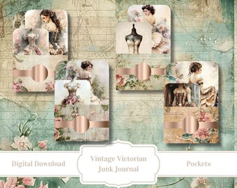 Vintage Victorian Ephemera Digital Download, Printable Antique Journal Kit for Creative Gifts and Scrapbooking
