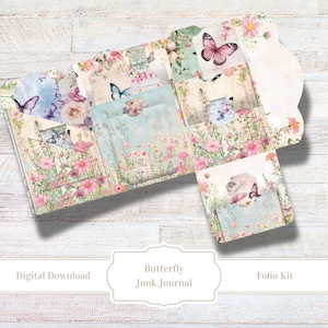 Kit diario di scarto a forma di farfalla, album di ritagli vintage stampabile da scaricare, crea bellissimi ricordi a casa, regalo perfetto per gli artigiani
