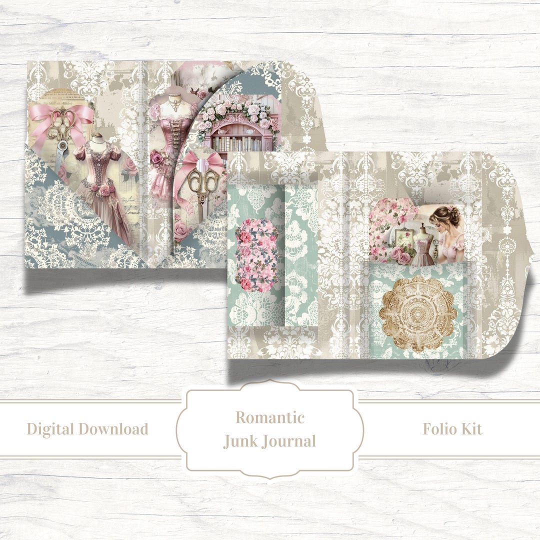 Antique Romantic Junk Journal Folio Kit, Vintage Ephemera for Keepsakes ...