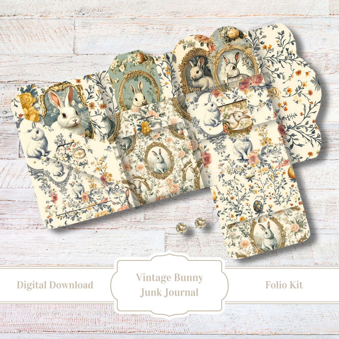 Vintage Bunny Junk Journal Folio Kit, Vintage Ephemera for Keepsakes ...
