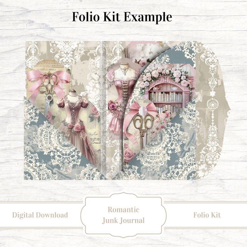 Antique Romantic Junk Journal Folio Kit, Vintage Ephemera for Keepsakes ...