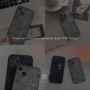 Chrome Hearts Cross iPhone Case, Gothic Aesthetic Case, Velvet Leather Case, Luxury Streetwear Case, Y2k iPhone Case image 4