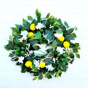 Citrus Wreath with Lemons and Limes - White Flowers and Berries