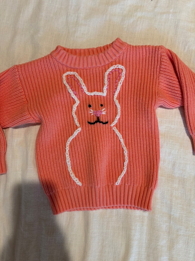 Hand Embroidered Baby and Toddler Sweater Personalized Easter Sweater Baby and Child image 3