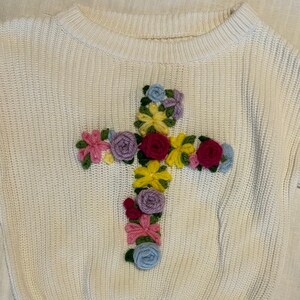 Hand Embroidered Baby and Toddler Sweater Personalized Easter Sweater Baby and Child image 4