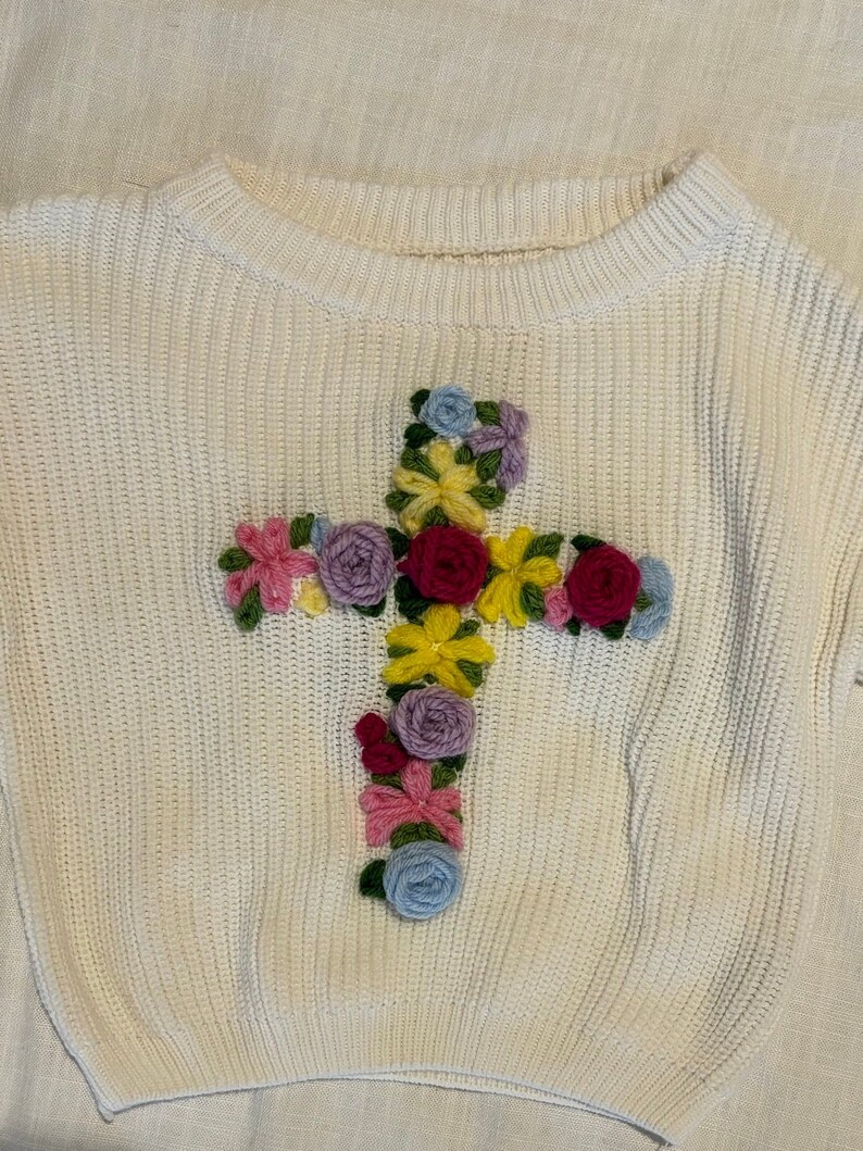 Hand Embroidered Baby and Toddler Sweater Personalized Easter Sweater Baby and Child image 4