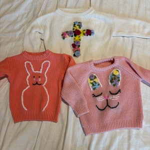 Hand Embroidered Baby and Toddler Sweater Personalized Easter Sweater Baby and Child image 1