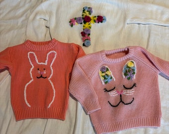 Hand Embroidered Baby and Toddler Sweater | Personalized Easter Sweater Baby and Child