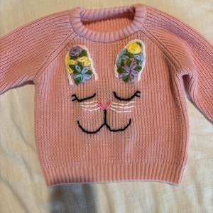 Hand Embroidered Baby and Toddler Sweater Personalized Easter Sweater Baby and Child image 2