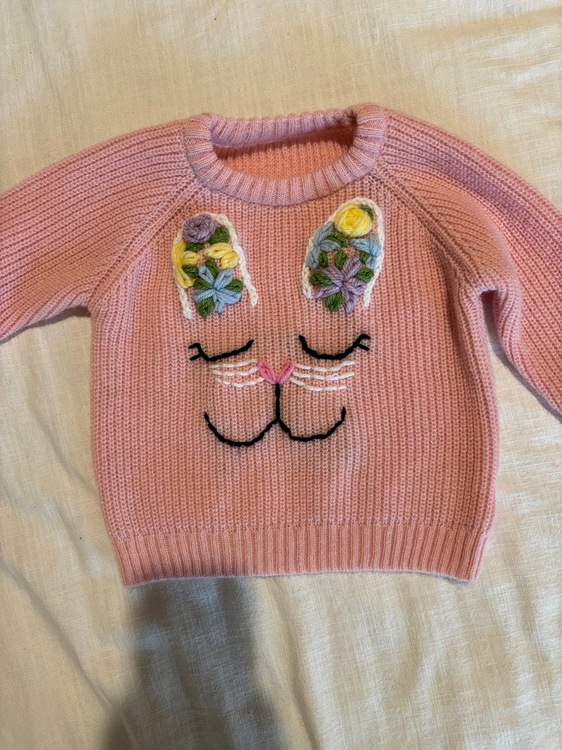 Hand Embroidered Baby and Toddler Sweater Personalized Easter Sweater Baby and Child image 2