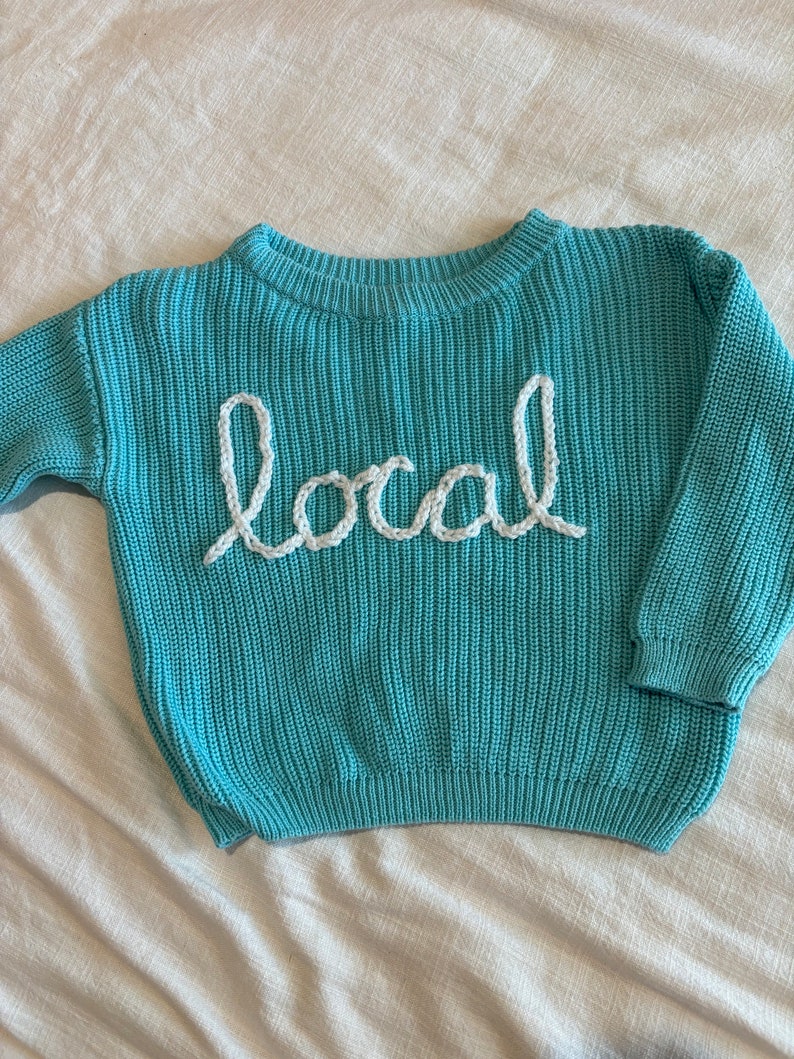Hand Embroidered Baby and Toddler Sweater Personalized Local Sweater Baby image 2