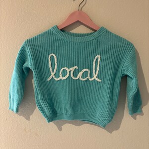 Hand Embroidered Baby and Toddler Sweater Personalized Local Sweater Baby image 3