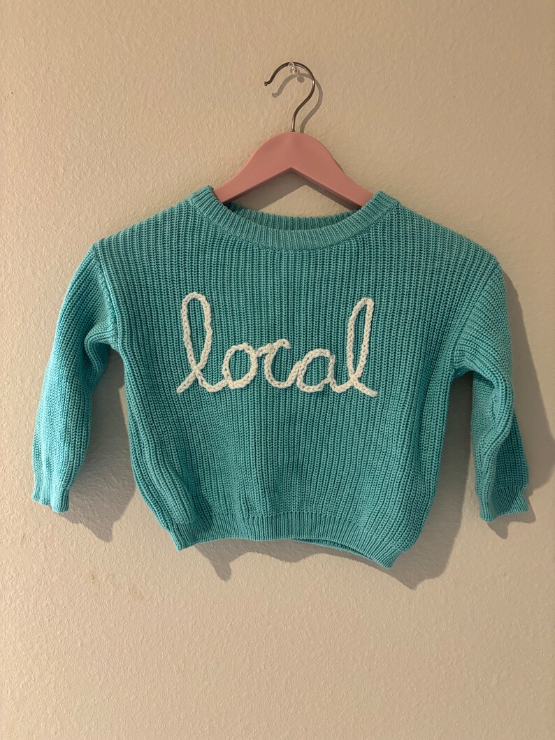 Hand Embroidered Baby and Toddler Sweater Personalized Local Sweater Baby image 3