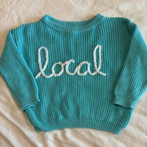 Hand Embroidered Baby and Toddler Sweater Personalized Local Sweater Baby image 1