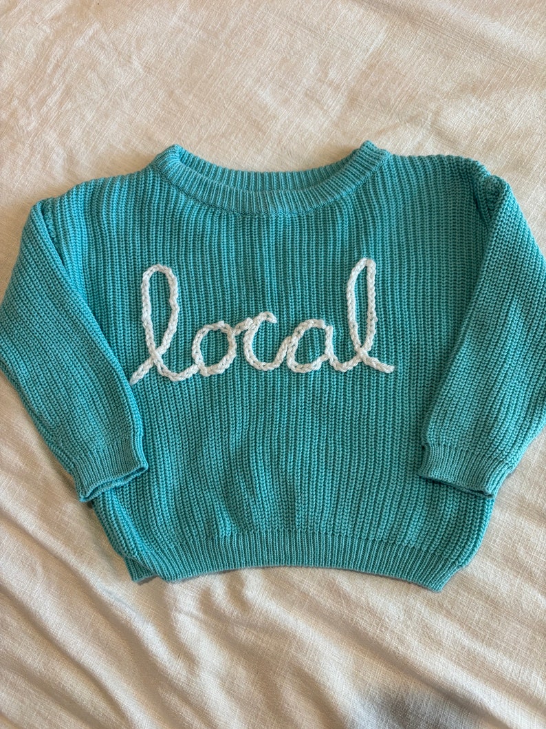 Hand Embroidered Baby and Toddler Sweater Personalized Local Sweater Baby image 1