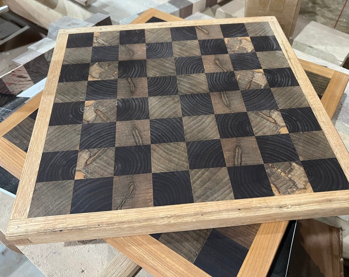 Handmade Gift Muli-Toned Natural Wooden Checker Board Game Set