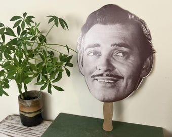 1982 Vintage Gone With the Wind Paper Fan Mask Rhett Butler Clark Gable Mask