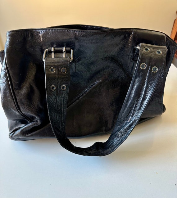 KALE vintage black leather shoulder bag