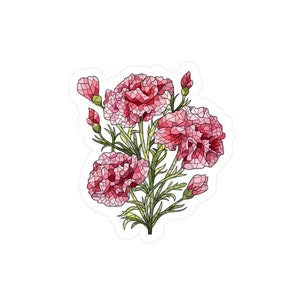 Stain Glass Carnations Sticker - January Birth Flower