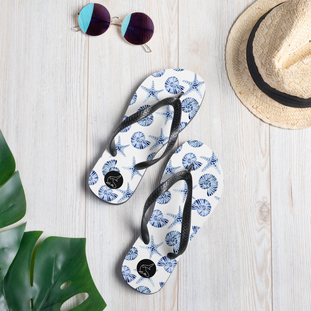 Blue Seashells Flip-flops - Etsy