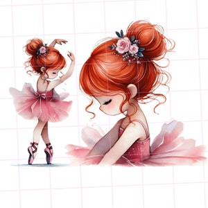 Ballerina Clipart PNG - Ballet Dance Clip Art for Nursery Wall Art, Kids Party Invites, Baby Showers - Commercial Use Transparent PNGs