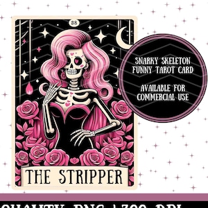 THE STRIPPER, Snarky Skeleton Funny Tarot Clipart, Archivo de sublimación, Gráficos de vaina divertidos / Gráficos comerciales / Impresión bajo demanda PNG