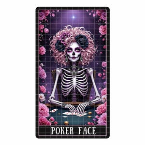 CARA DE PÓQUER, Clipart de Tarot divertido de esqueleto sarcástico, Archivo de sublimación, Gráficos de pod divertidos / Gráficos comerciales / Impresión bajo demanda PNG