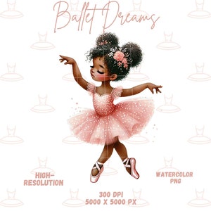Ballerina Clipart PNG - Ballet Dance Clip Art for Nursery Wall Art, Kids Party Invites, Baby Showers - Commercial Use Transparent PNGs