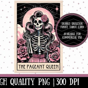 REINA DEL CONCURSO Esqueleto sarcástico Divertido Tarot Clipart PNG / Archivo de sublimación / Gráficos divertidos de pod / Gráficos comerciales / Impresión bajo demanda png