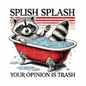 Spish Splash Votre opinion est Trash Raccoon PNG | Sous-vinyle découpé, gravé au laser | Téléchargement instantané | Téléchargement instantané de drôle de raton laveur