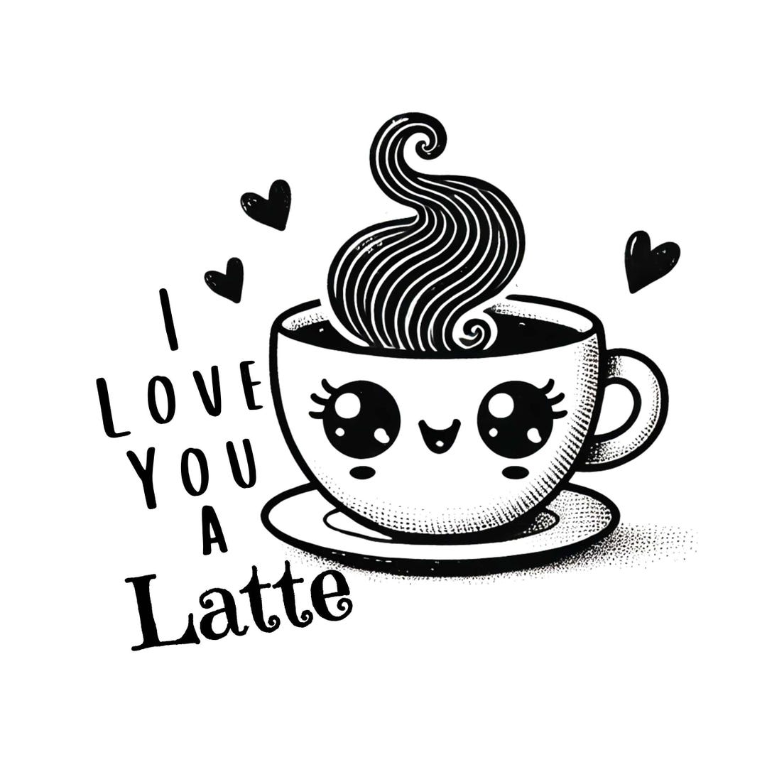 I Love You a Latte PNG - Cute Coffee Valentine's Pun Digital Download ...