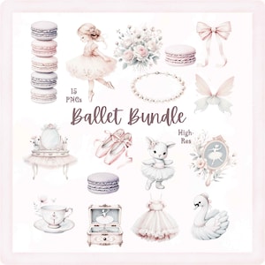 Ballet Bundle Clipart PNG - Ballet Dance Clip Art for Nursery Wall Art, Kids Party Invites, Baby Showers - Commercial Use Transparent PNGs