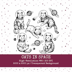 space cat print, astronaut cat wall art, galaxy cat illustration, sci-fi animal decor, quirky cat png,space lover gift,cute space kittens,