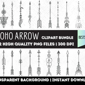 22 Boho Arrow PNG Clipart, Arrow Vector, Digital Cutting File, Graphic Design Arrow, Clipart Logo, Cricut Designs, Boho Arrows