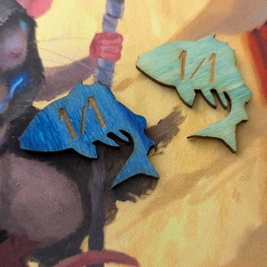 Wooden Fish Tokens | MTG 1/1 Fish Token Set | Laser-Cut Wooden Game Accessories for Magic: The Gathering
