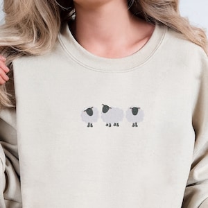 Embroidered Cute Sheep Sweatshirt, Farm Animal Sweat, Sheep Lover Sweat, Animal Lover Sweat, Funny Sheep Sweat, Cute Animal Sweater
