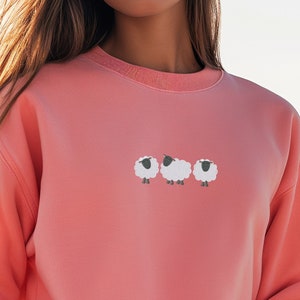 Embroidered Cute Sheep Sweatshirt, Farm Animal Sweat, Sheep Lover Sweat, Animal Lover Sweat, Funny Sheep Sweater, Comfort Colors Sweat