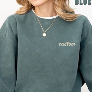 Embroidered Custom Pocket Sweatshirt, Customized Text Sweat, Personalized Embroidered Text Sweat, Your Text Here Sweat, Comfort Colors Sweat