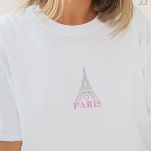 Embroidered Eiffel Tower T-Shirt, France Paris Shirt, Vacation in Paris Tee, Travel To France Shirt, Paris Lover Shirt, Comfort Colors Shirt