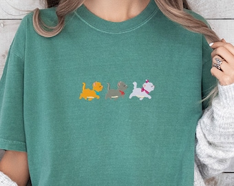 Embroidered The Aristocats Kitten T-Shirt, Marie Berlioz Toulouse Shirt, Disney Cute Kittens Shirt, Disney Cats Tee, Comfort Colors Tee