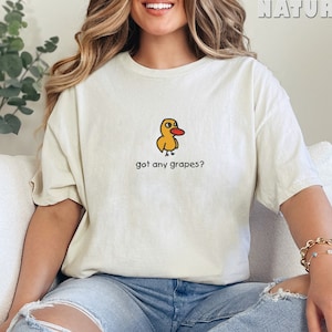 Embroidered Got Any Grapes Shirt, Millennial T-Shirts, The Duck Song Shirt, Funny Duck Sweater, Cute Duck Gift Shirt