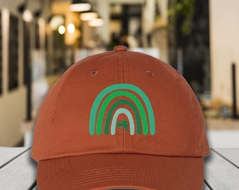 Embroidered Rainbow Green Clover Hat, Green Clover Hat, St. Patrick's Day Cap, Green Shamrock Hat