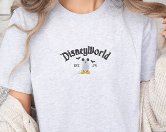 Embroidered Disney World Est. 1971 Shirt, Vintage Disney World 1971 Tee, Disney World 1971 Graphic Shirt, Spooky Disneyland Tee